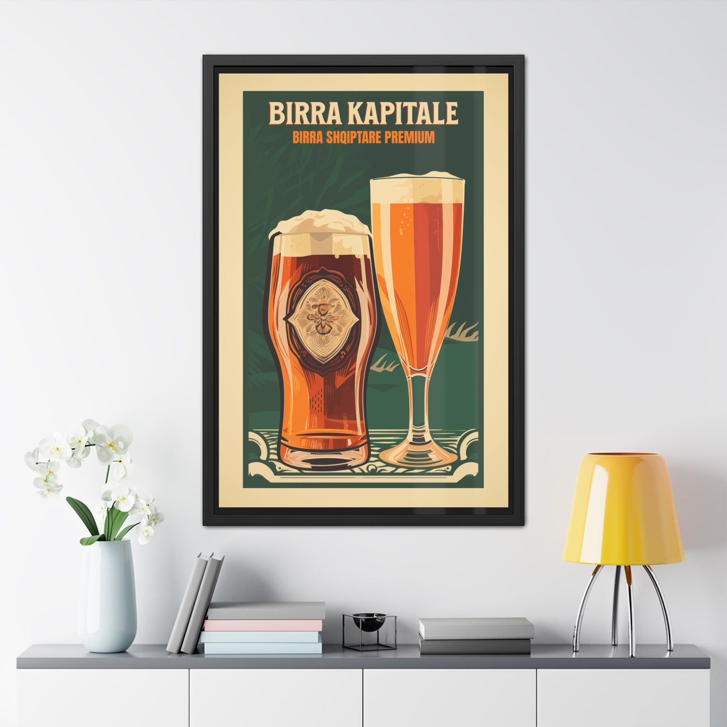 Vintage Beer Poster - Birra Kapitale (Albanian for 'Capital Beer') Premium Albanian Beer Art Print Framed Posters