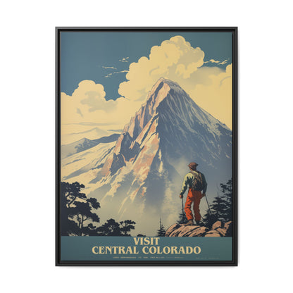 "Vintage Central Colorado Travel Poster - Matte Canvas Wall Art with Black Frame" Matte Canvas, Black Frame
