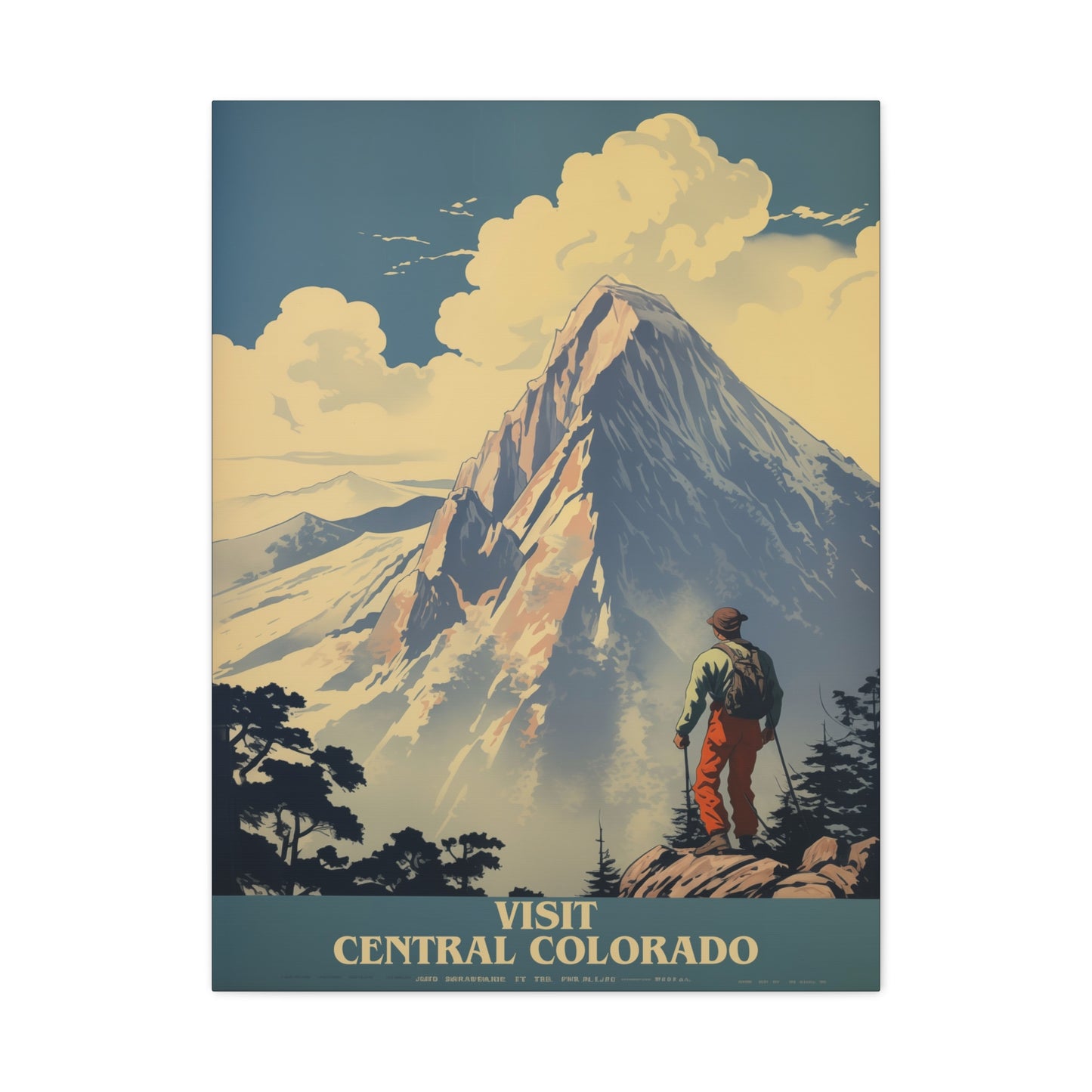 "Visit Central Colorado Poster - Matte Stretched Canvas Wall Art" Matte Canvas, Stretched, 1.25"