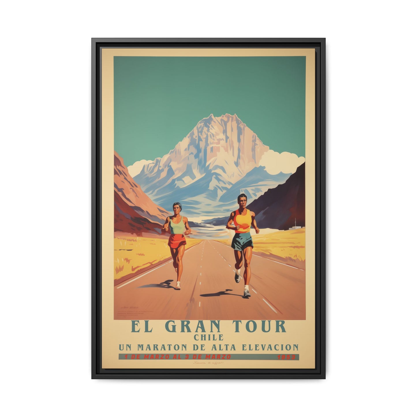 "El Gran Tour Chile Marathon – High Elevation Race Art Print"Matte Canvas, Black Frame