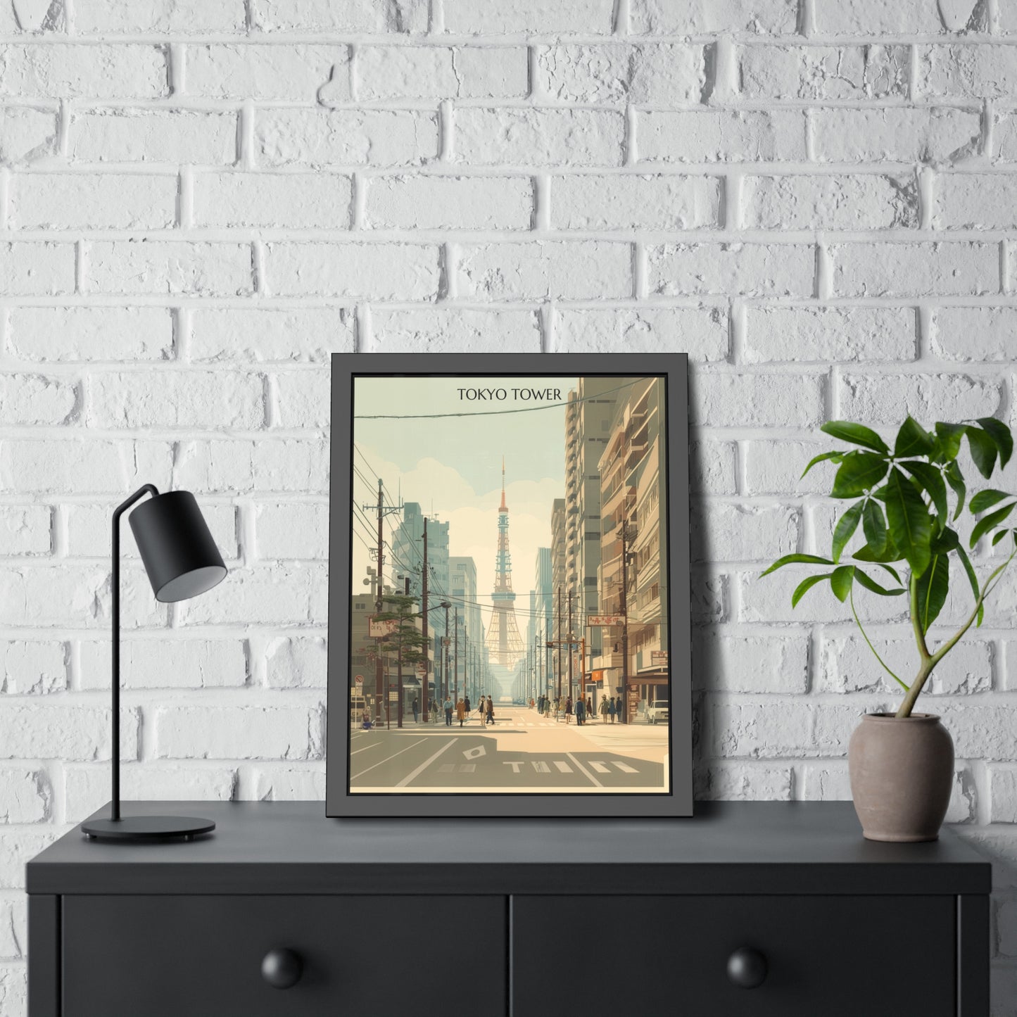 Tokyo Tower Framed Poster — Vintage Cityscape Wall Art