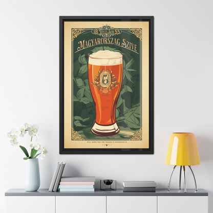 Vintage Beer Poster - Magyarország Szíve (Heart of Hungary) Art Print (Hungarian Language) Framed Posters