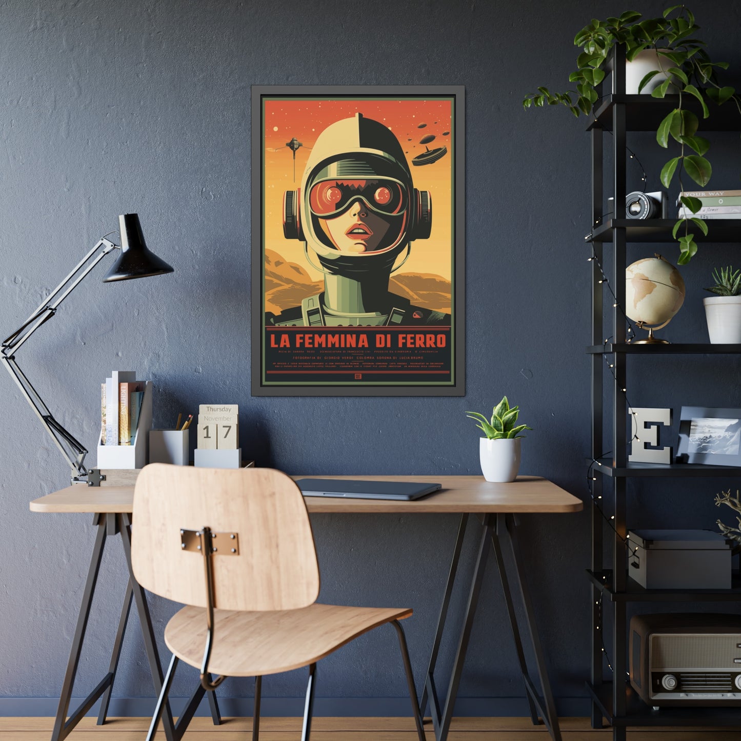 Retro Sci‑Fi Poster — "La Femmina di Ferro" Framed Art Print
