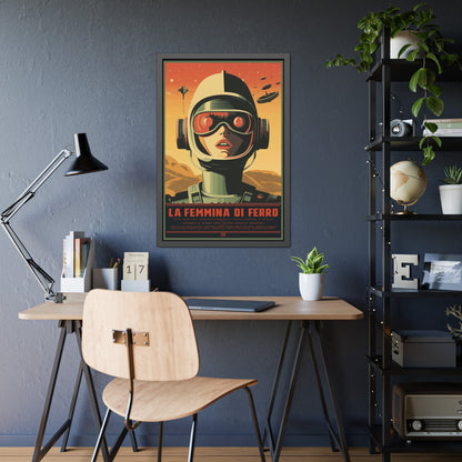 Retro Sci‑Fi Poster — "La Femmina di Ferro" Framed Art Print