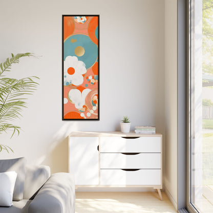 Mid-Century Modern Floral Abstract Canvas Set of 3 — 20×60  (Black, Espresso & White Frames)