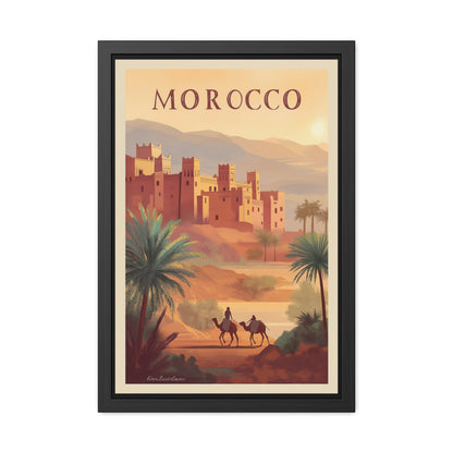 Morocco Travel Poster — Framed Vintage Desert Wall Art_M