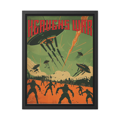 Vintage Sci-Fi Poster - 'Heavens War: Alien Invasion' Retro Battle Scene Framed Posters