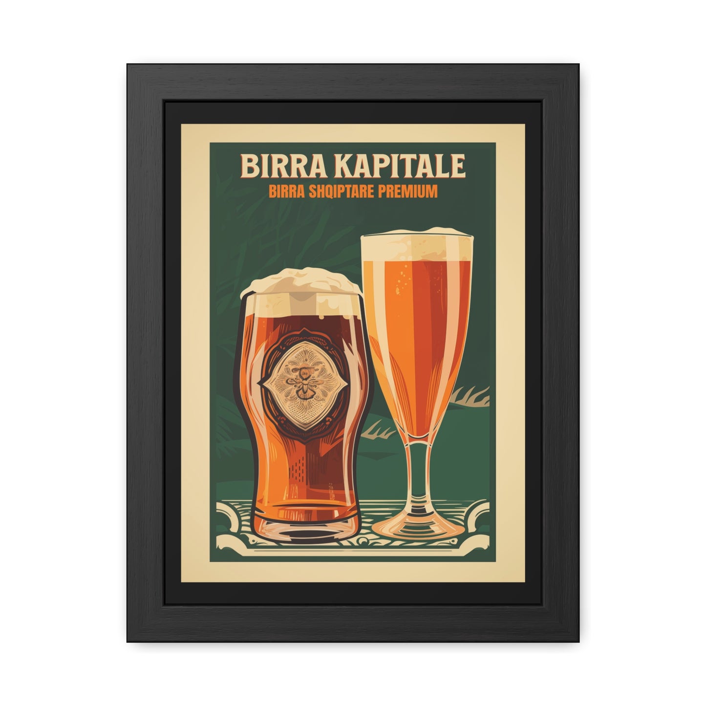 Vintage Beer Poster - Birra Kapitale (Albanian for 'Capital Beer') Premium Albanian Beer Art Print Framed Posters