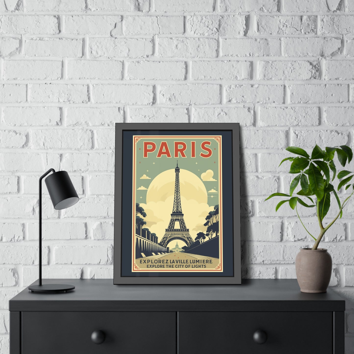 Paris Travel Poster Framed Print — Explorez La Ville Lumière Vintage Wall Art