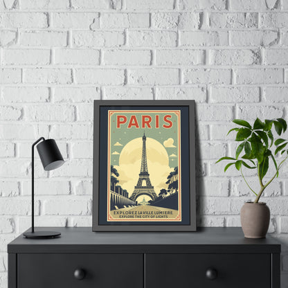 Paris Travel Poster Framed Print — Explorez La Ville Lumière Vintage Wall Art