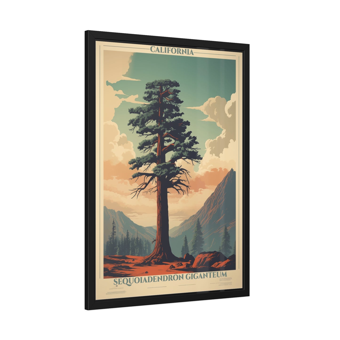 Framed Poster — Vintage California Sequoia Tree Print
