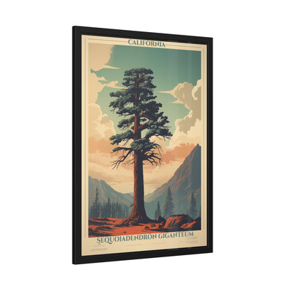 Framed Poster — Vintage California Sequoia Tree Print