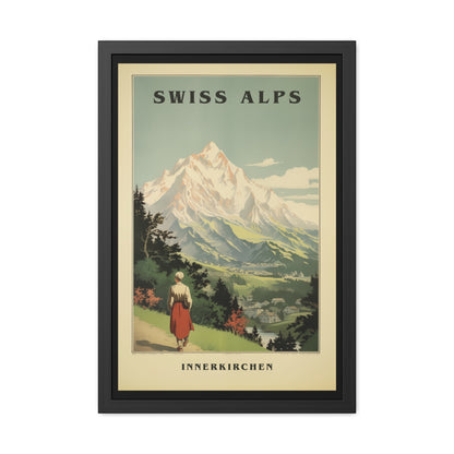 Vintage Swiss Alps Travel Poster - Innerkirchen (Inner Church) Scenic Artwork Framed Posters