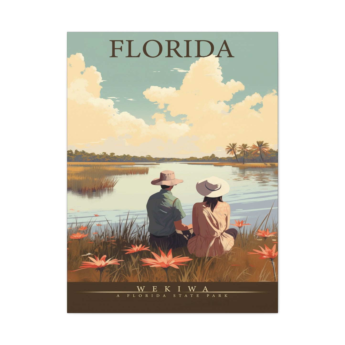 "Vintage Florida Wekiwa State Park Poster - Matte Canvas Stretched Wall Art" Matte Canvas, Stretched, 1.25"