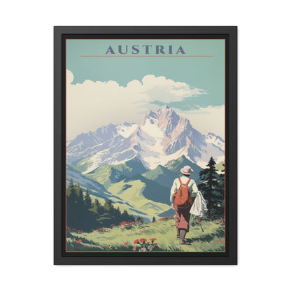 Vintage Austria Travel Poster - Alpine Hiking Scene Framed Posters