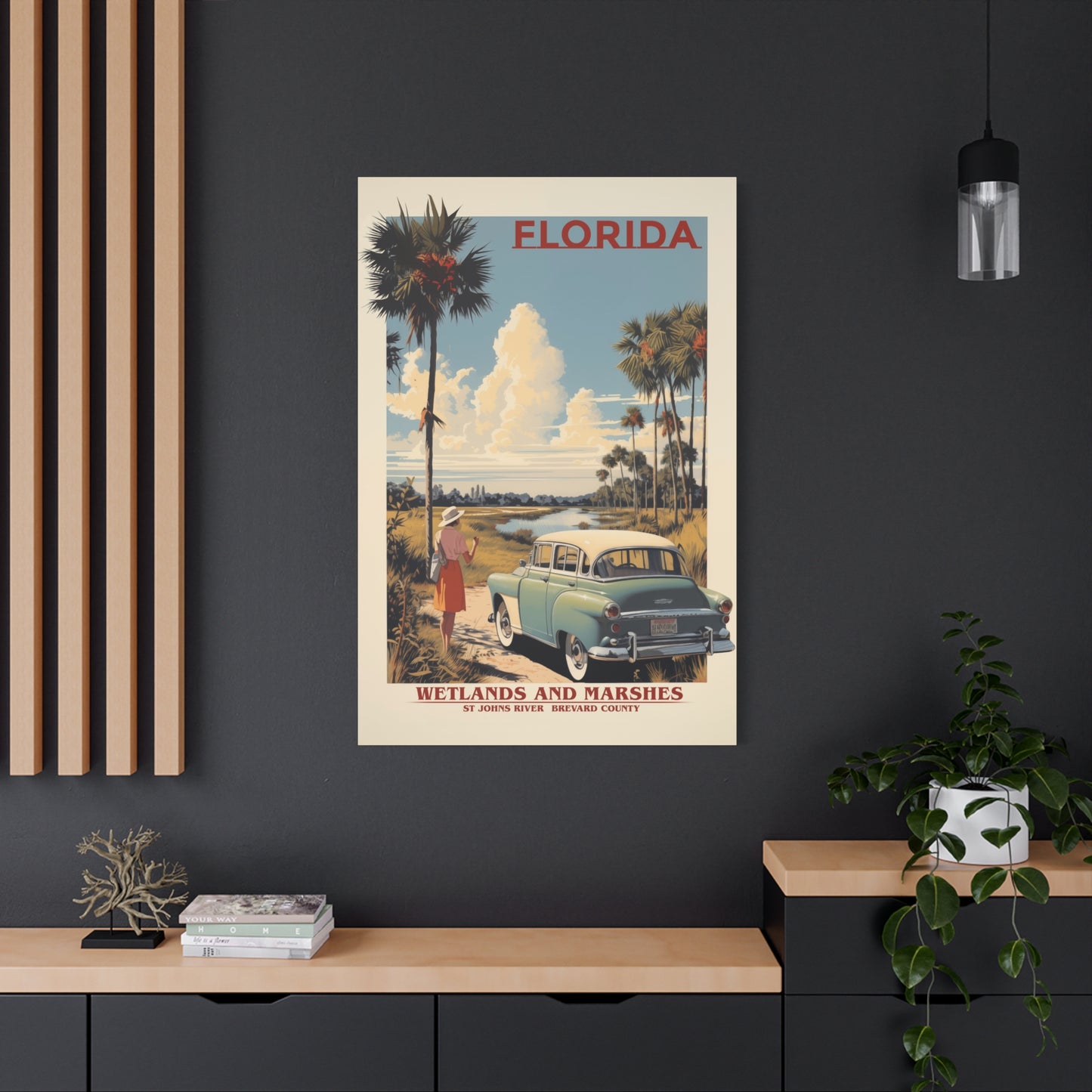 "Vintage Florida Wetlands and Marshes Poster - St. Johns River Matte Stretched Canvas Wall Art" Matte Canvas, Stretched, 1.25"