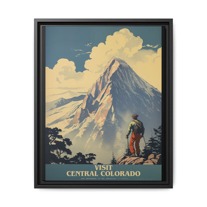 "Vintage Central Colorado Travel Poster - Matte Canvas Wall Art with Black Frame" Matte Canvas, Black Frame