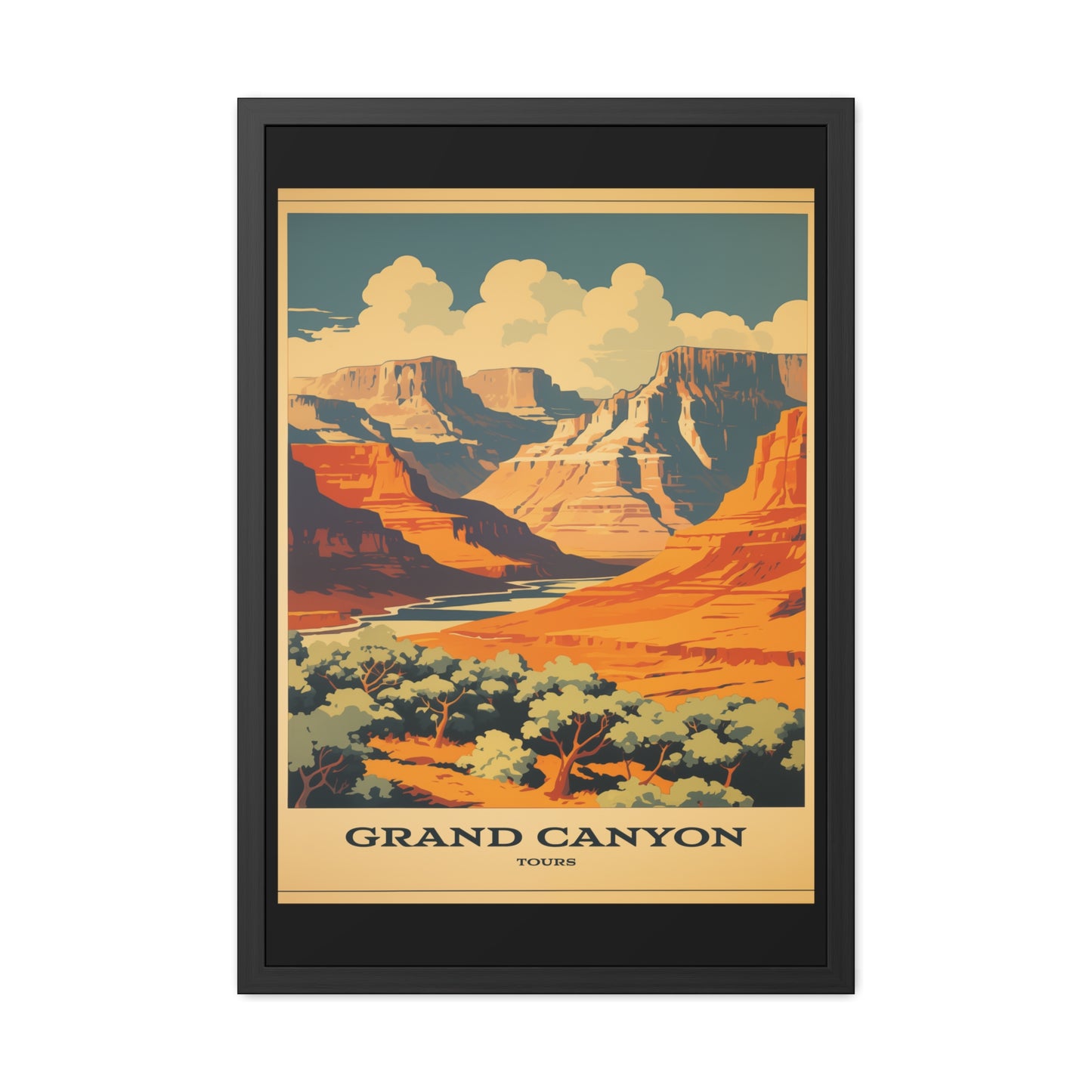 Vintage Grand Canyon Poster - Iconic Canyon Landscape Retro Travel Art Framed Posters