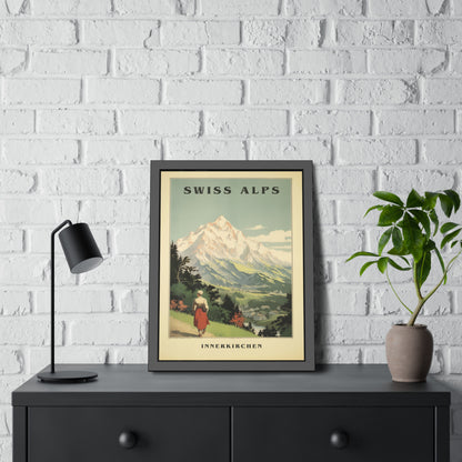 Swiss Alps Vintage Travel Poster Framed Print