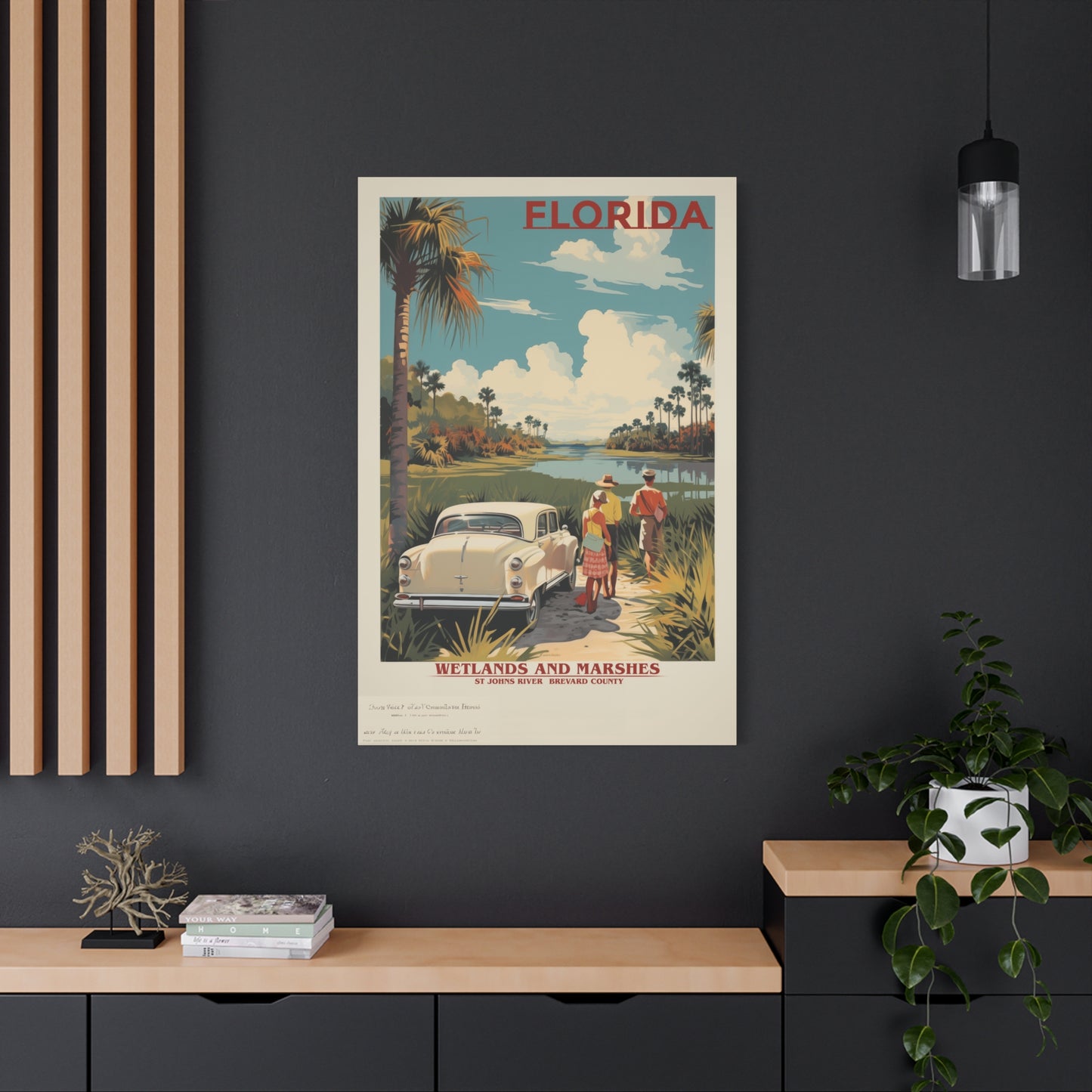 "Vintage Florida Wetlands and Marshes Poster - St. Johns River Matte Stretched Canvas Art" Matte Canvas, Stretched, 1.25"
