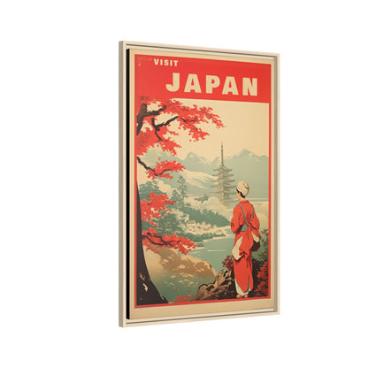 Visit Japan Vintage Travel Poster Matte Canvas Print (Framed)
