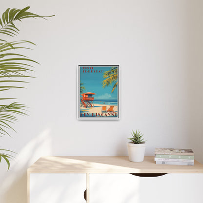 Key Biscayne Vintage Travel Poster Matte Canvas Print — Framed “Visit Florida!” Beach Wall Art