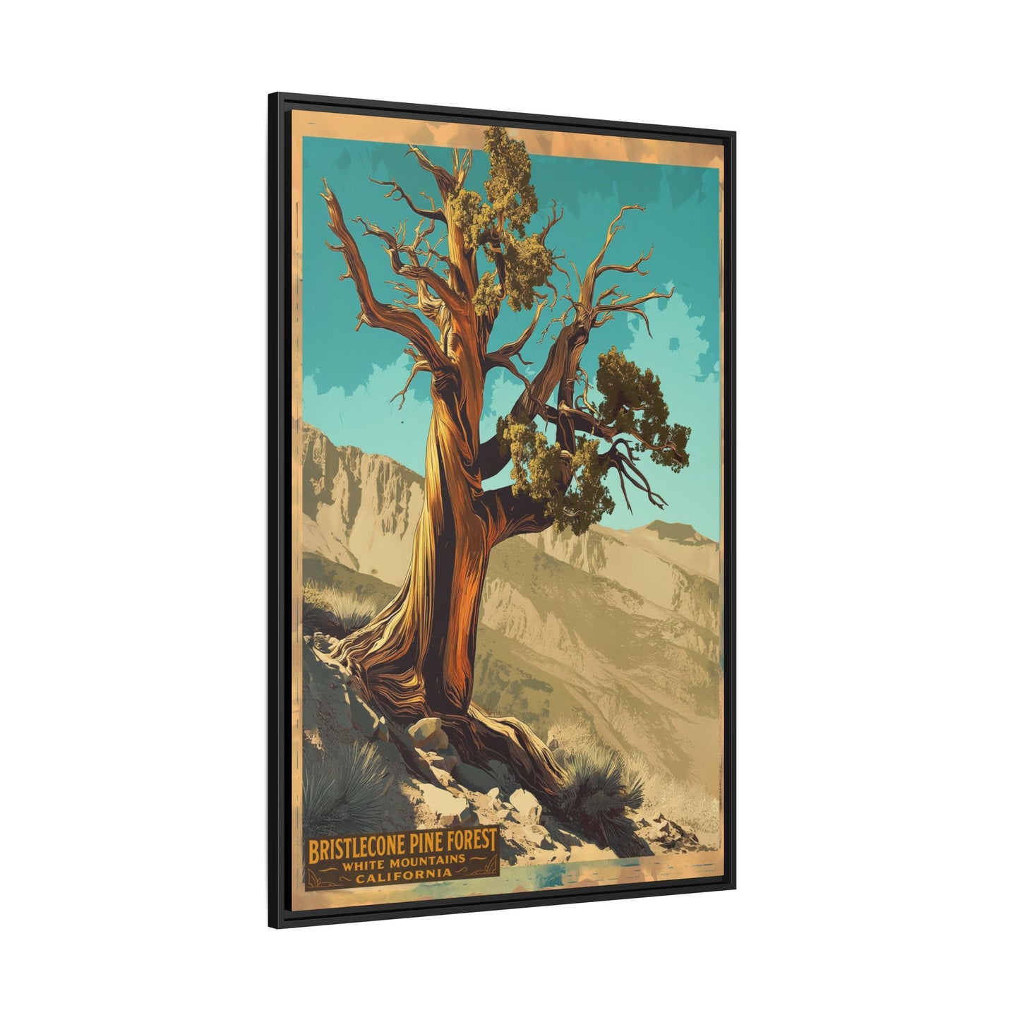Bristlecone Pine Forest Framed Canvas Print — Vintage National Park Travel Poster