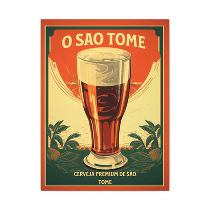 "Vintage São Tomé Beer Poster - Premium Cerveja de São Tomé Frameless Stretched Matte Canvas"