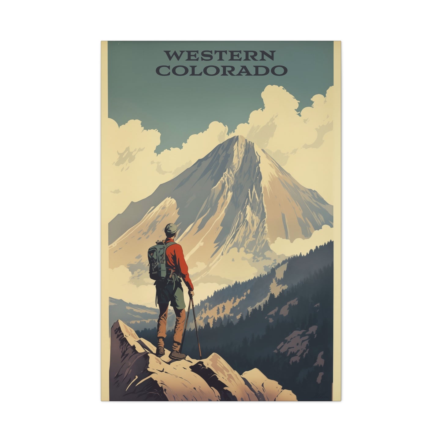 "Western Colorado Hiking Poster - Mountain Adventure Matte Stretched Canvas Wall Art" Matte Canvas, Stretched, 1.25"