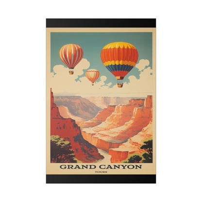 "Vintage Grand Canyon Poster - Hot Air Balloon Tour Retro Travel Art", Classic Stretched Canvas