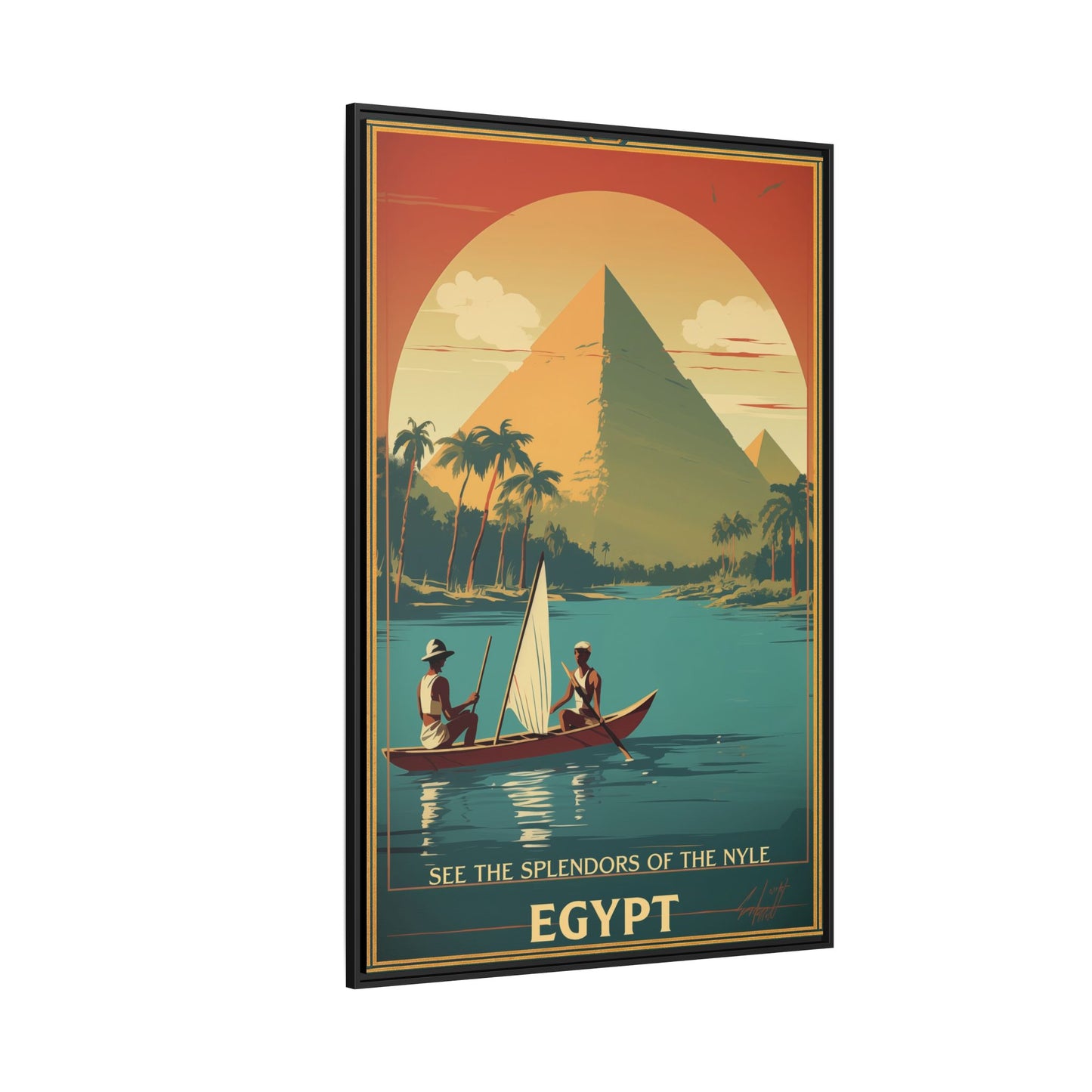 See the Splendors of the Nile — Egypt Vintage Matte Canvas Framed