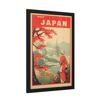 Visit Japan Vintage Travel Poster — Framed Paper Poster