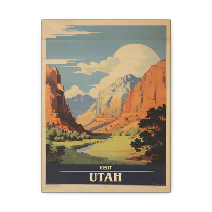 "Vintage Visit Utah Poster - Matte Stretched Canvas Wall Art" Matte Canvas, Stretched, 1.25"