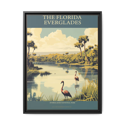 "Vintage Florida Everglades National Park Poster - Matte Canvas Wall Art with Black Frame" Matte Canvas, Black Frame
