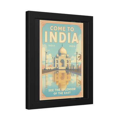 Come to India Framed Poster – Vintage Taj Mahal Travel Art Print