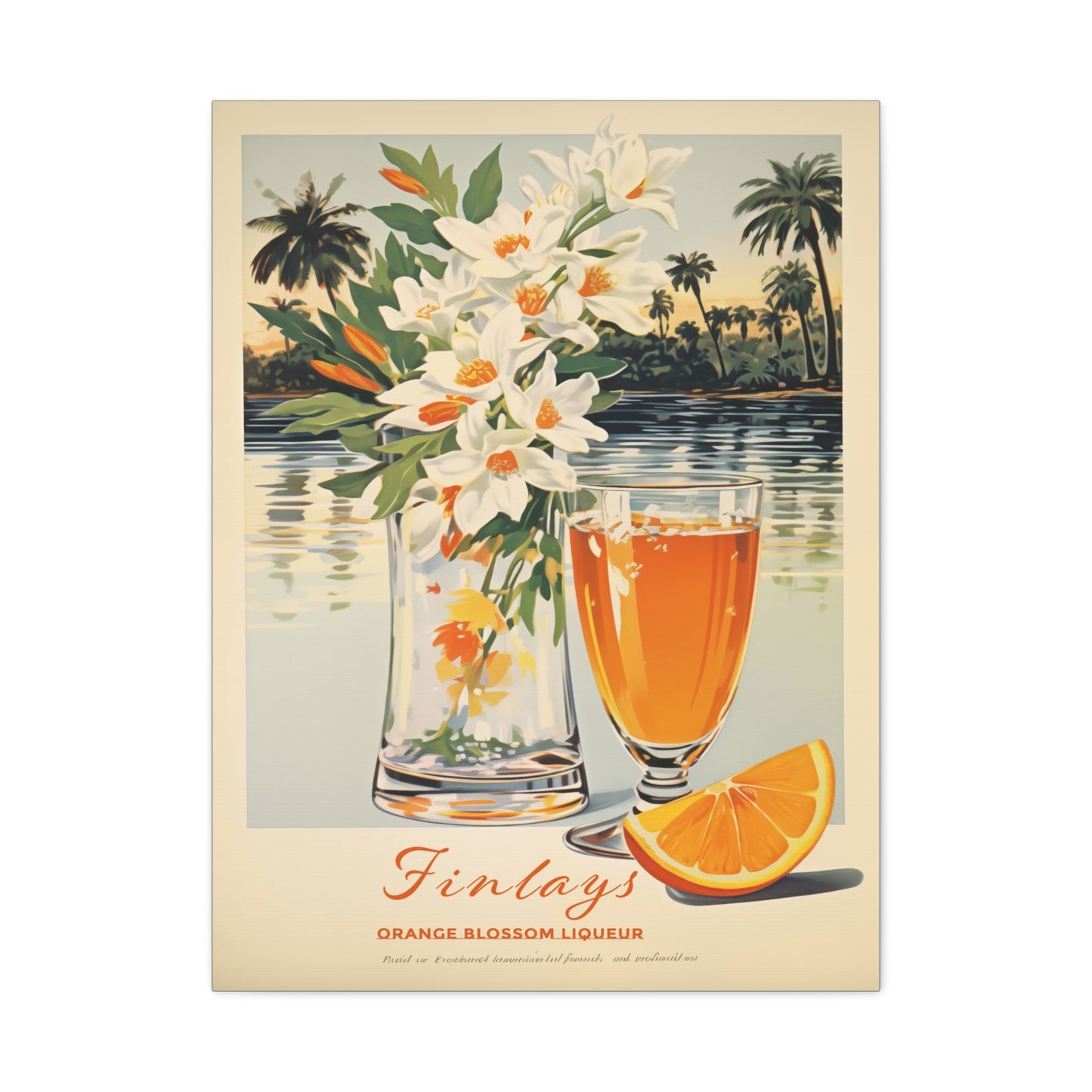 "Vintage Finlay’s Orange Blossom Liqueur Poster - Matte Canvas Stretched Wall Art" Matte Canvas, Stretched, 1.25"