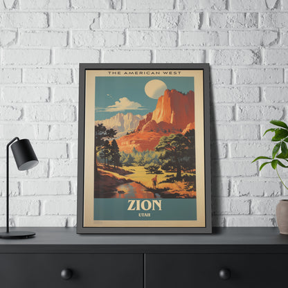 Zion National Park Vintage Travel Poster — Framed Paper Poster