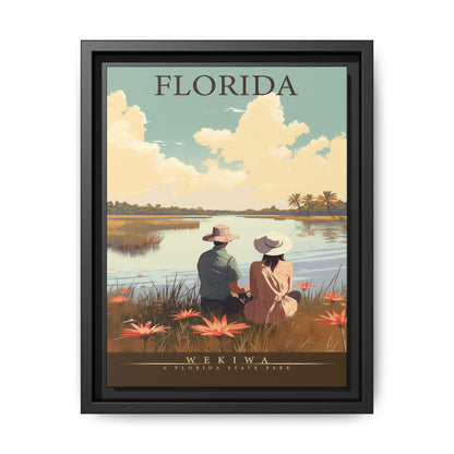 "Vintage Florida Nature Poster - Wekiwa State Park Matte Canvas Wall Art with Black Frame" Matte Canvas, Black Frame