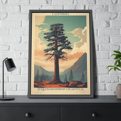 Framed Poster — Vintage California Sequoia Tree Print