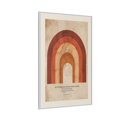 Framed Matte Canvas Wall Art - Retro Rainbow Design
