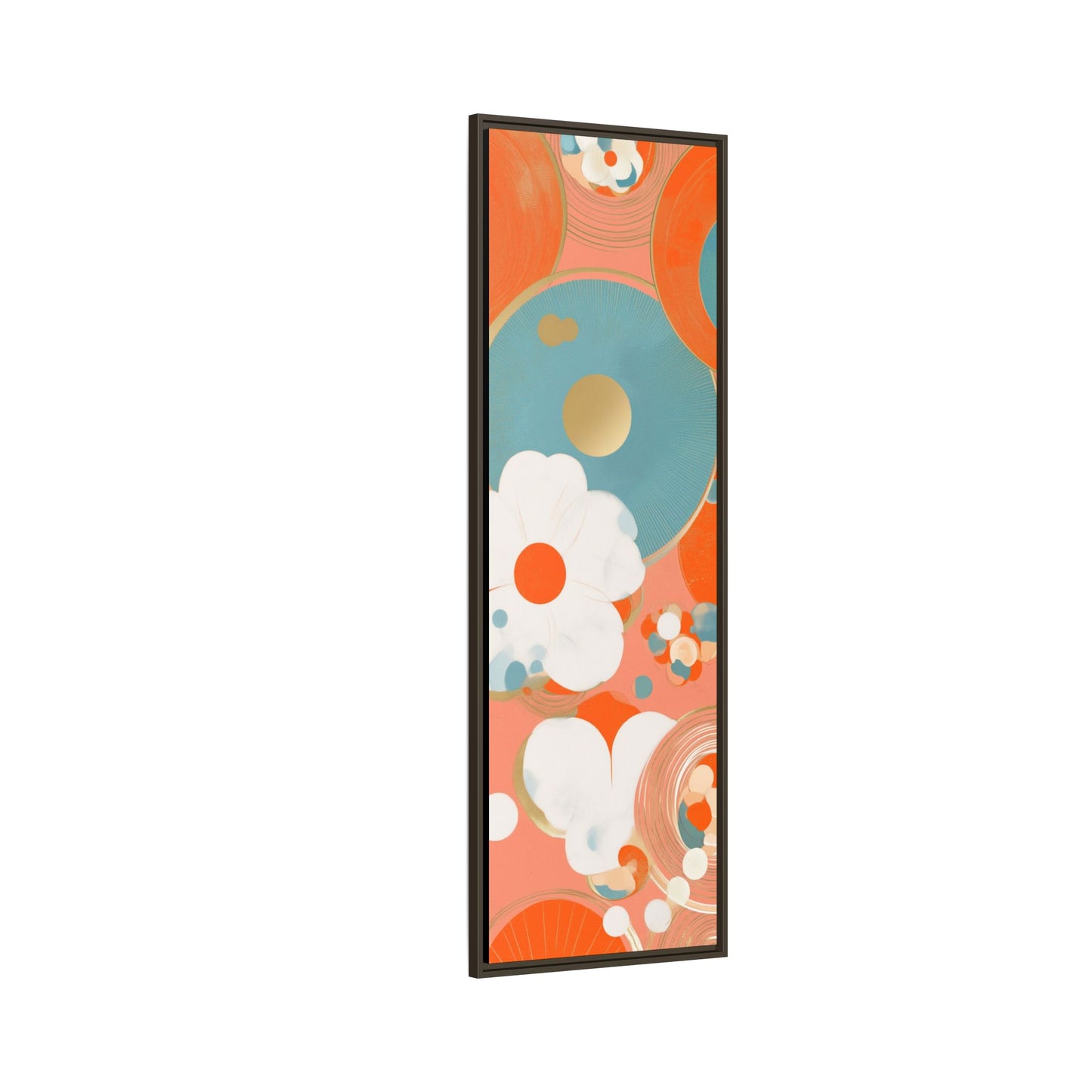 Mid-Century Modern Floral Abstract Canvas Set of 3 — 20×60  (Black, Espresso & White Frames)
