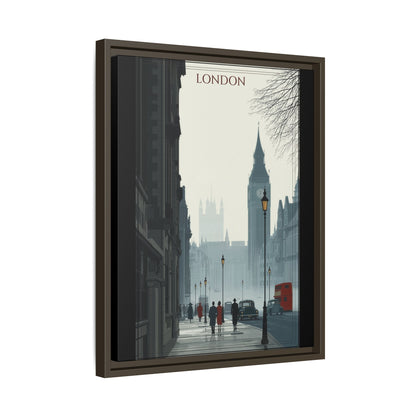London Street Matte Canvas Print — Framed Vintage Cityscape Wall Art