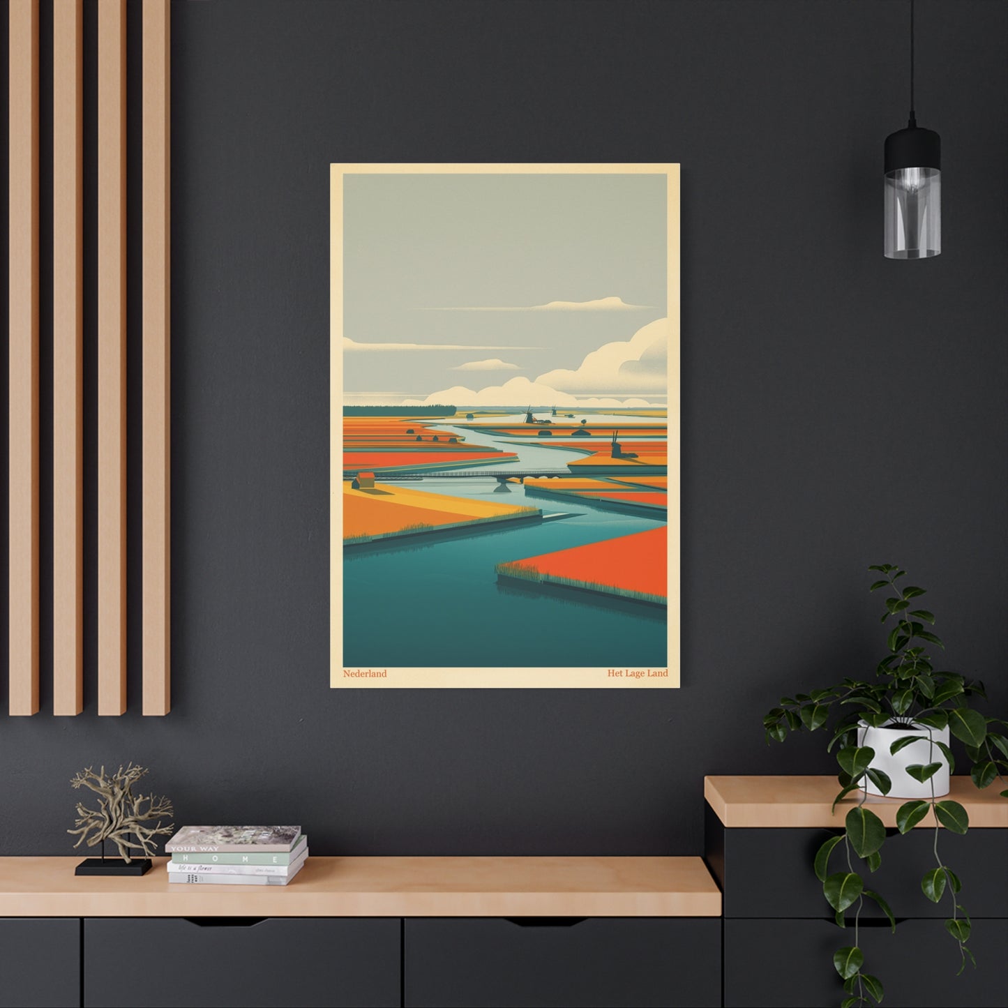 Het Lage Land Vintage Netherlands Travel Poster | Framed Canvas Print