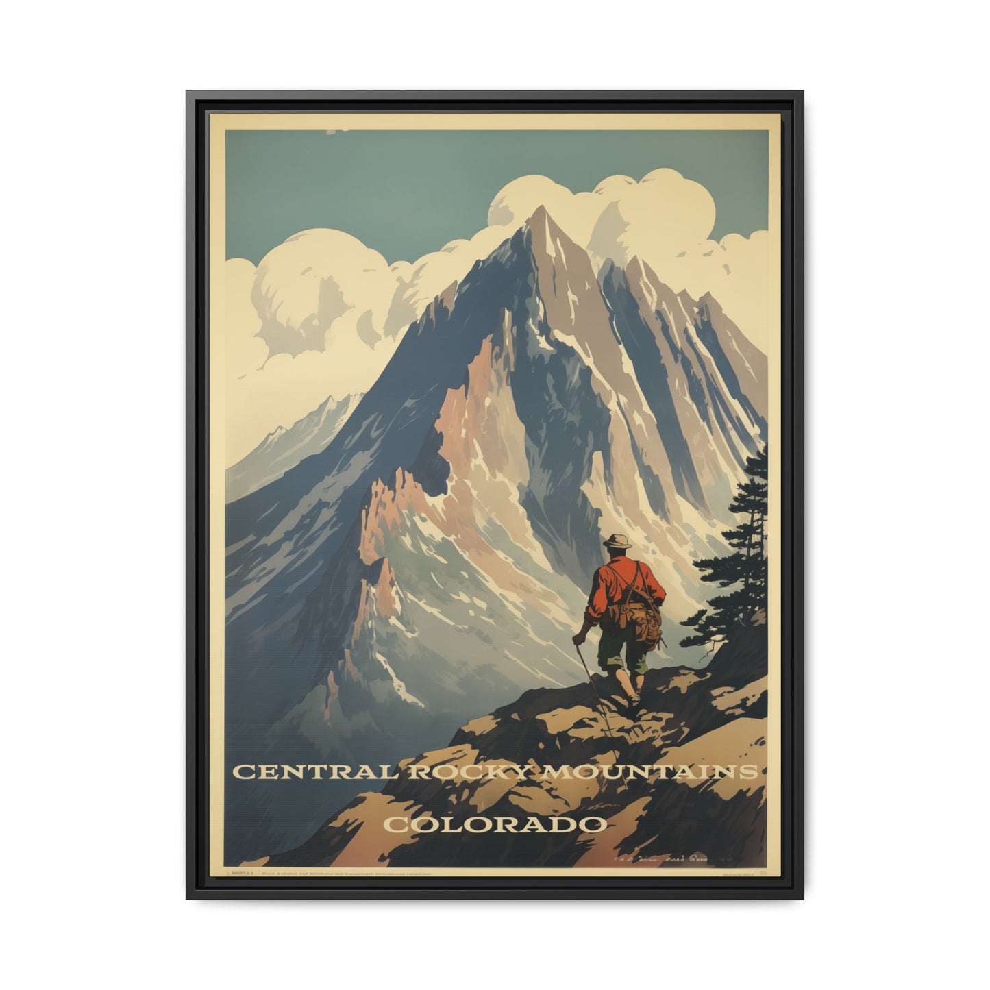 "Vintage Sangre de Cristo Mountains Poster - Matte Canvas Wall Art with Black Frame" Matte Canvas, Black Frame
