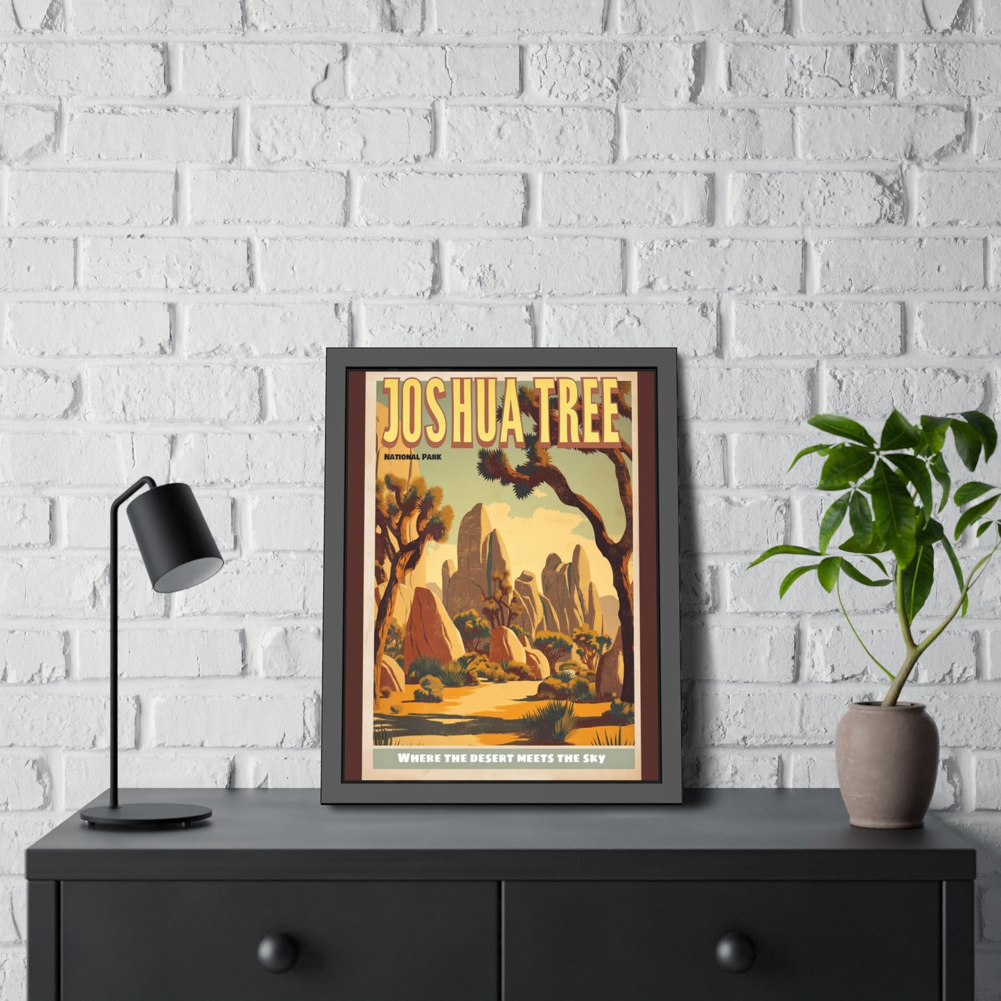 Joshua Tree Framed Poster - Vintage National Park Travel Print