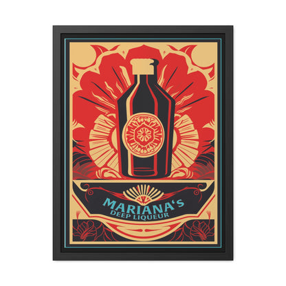 Mariana's Deep Liqueur Art Deco Poster - Exotic Elegance with Tropical Vibes Framed Posters