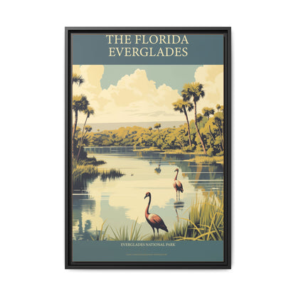 "Vintage Florida Everglades National Park Poster - Matte Canvas Wall Art with Black Frame" Matte Canvas, Black Frame