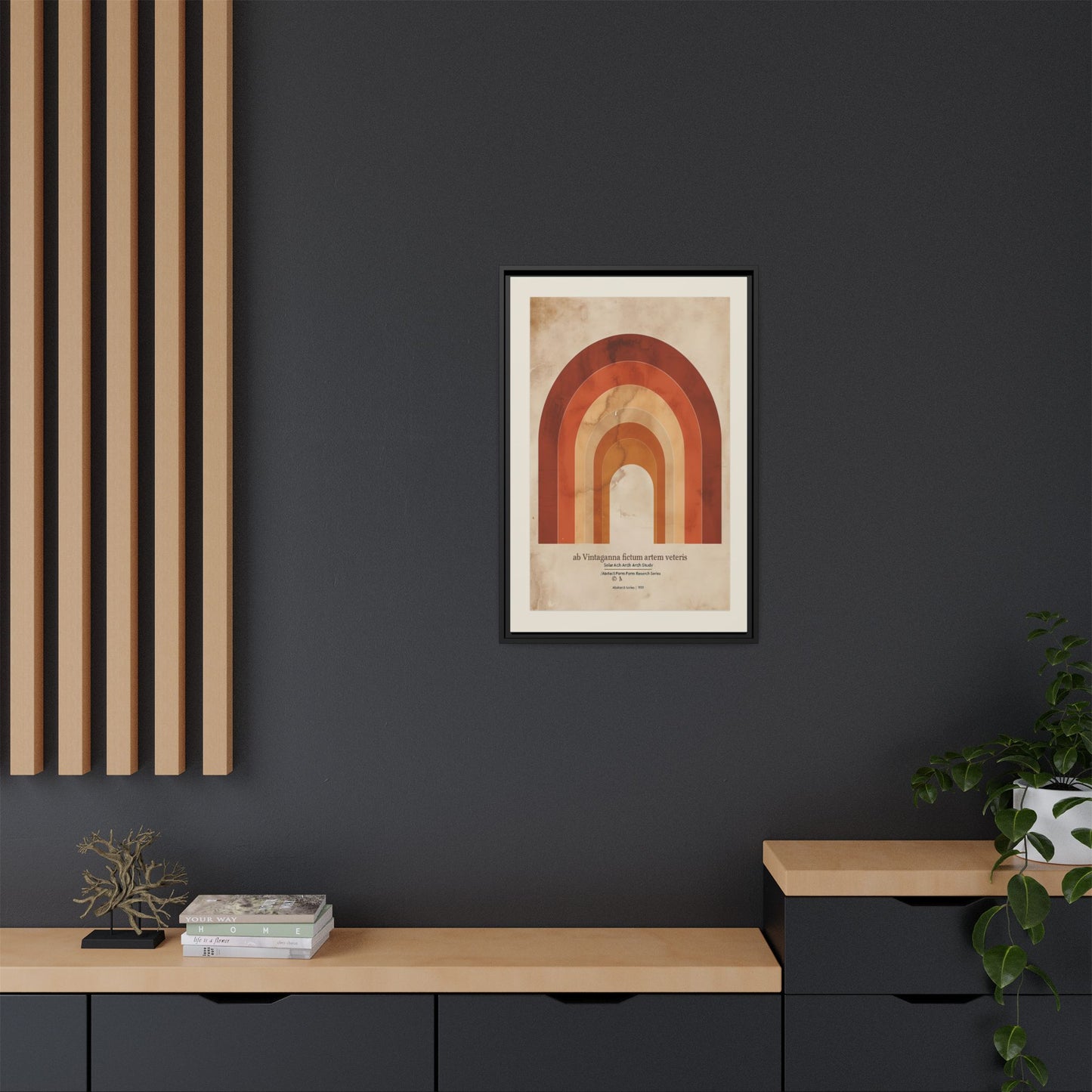Framed Matte Canvas Wall Art - Retro Rainbow Design