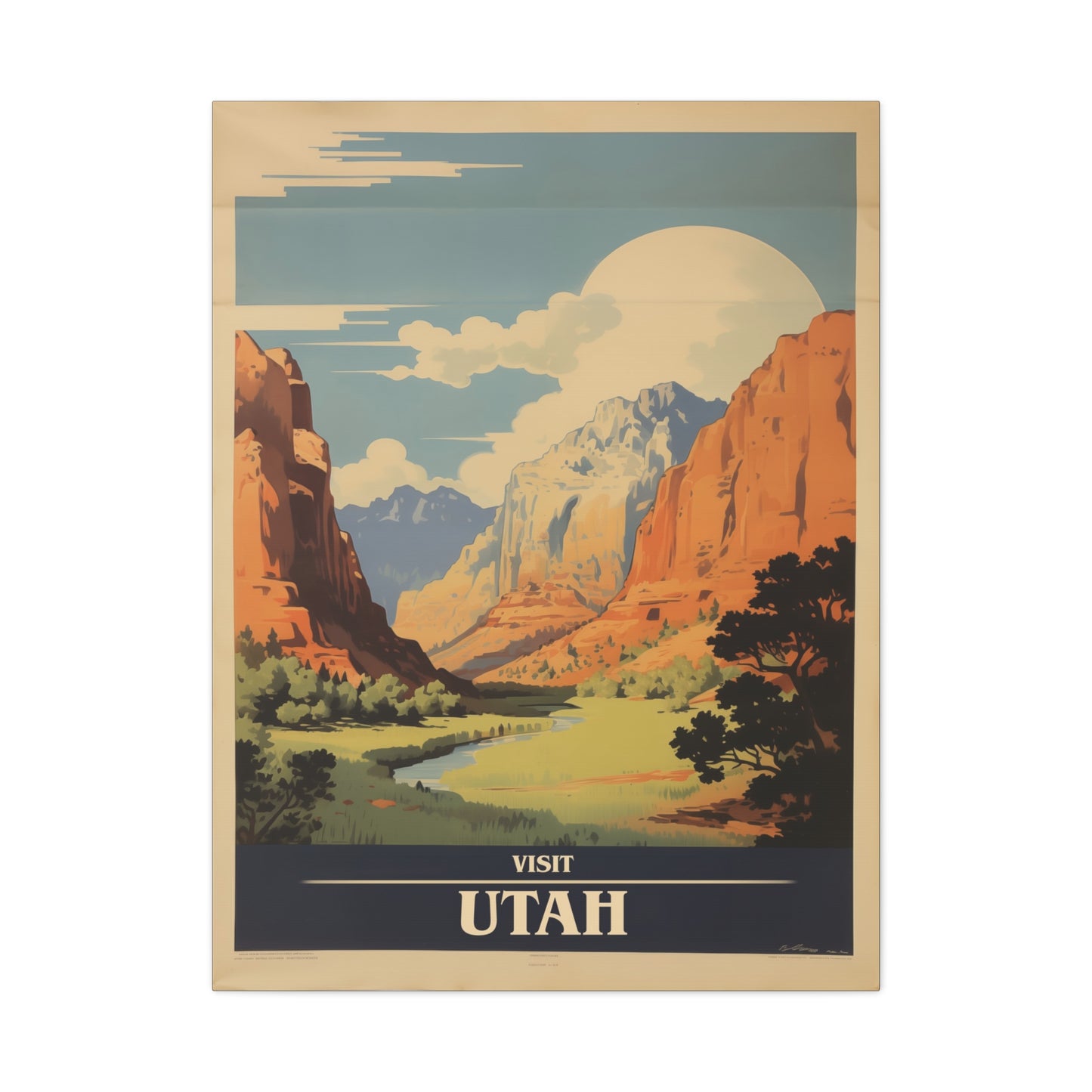 "Vintage Visit Utah Poster - Matte Stretched Canvas Wall Art" Matte Canvas, Stretched, 1.25"