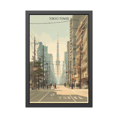Tokyo Tower Framed Poster — Vintage Cityscape Wall Art